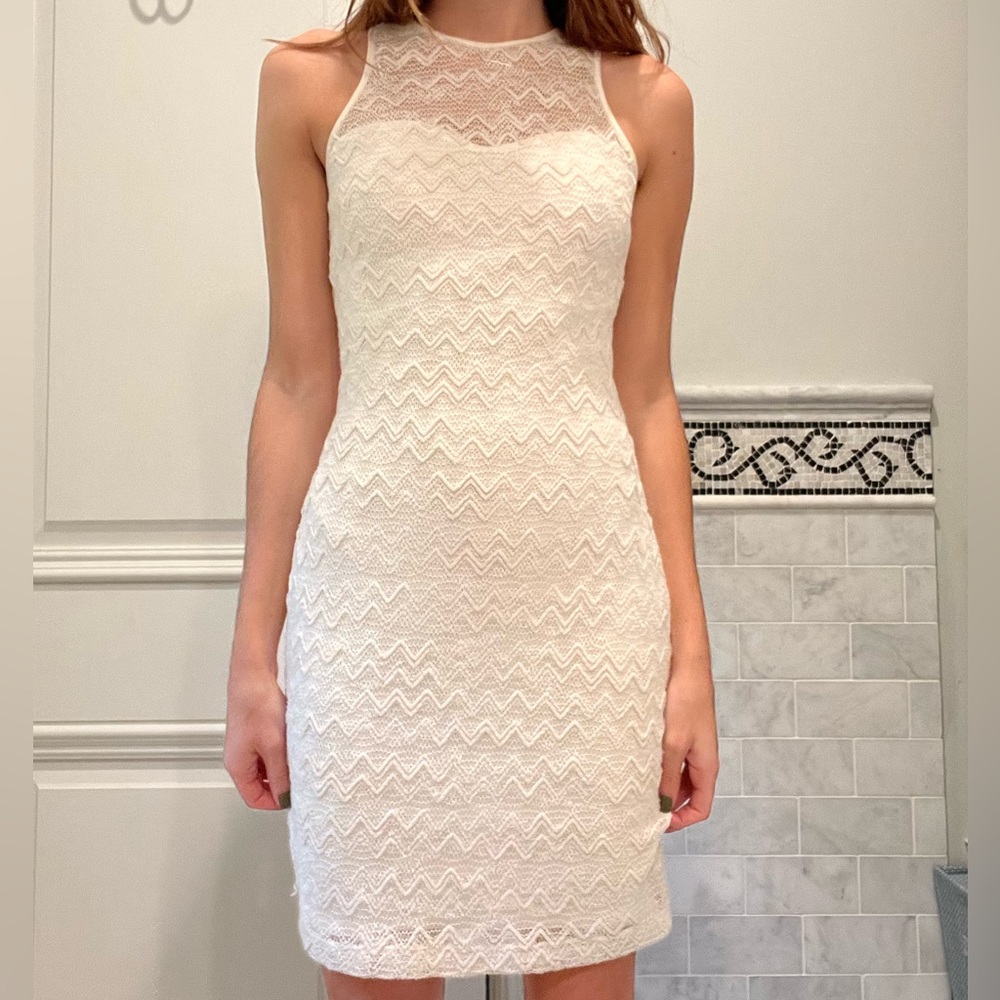 Guess high neck form fitting knit dress